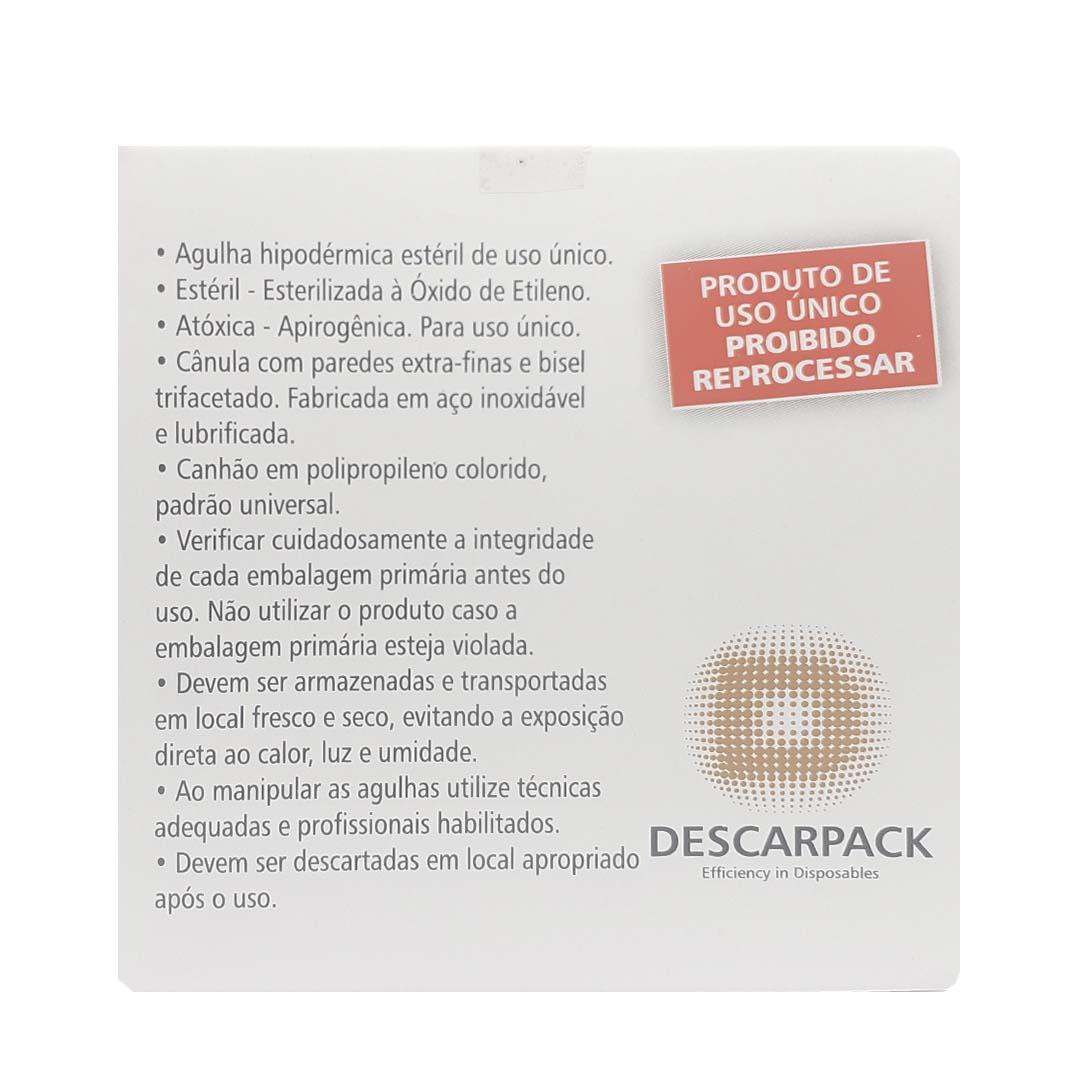 Agulha Hipodérmica Descartável Descarpack 40x1,20mm 500un